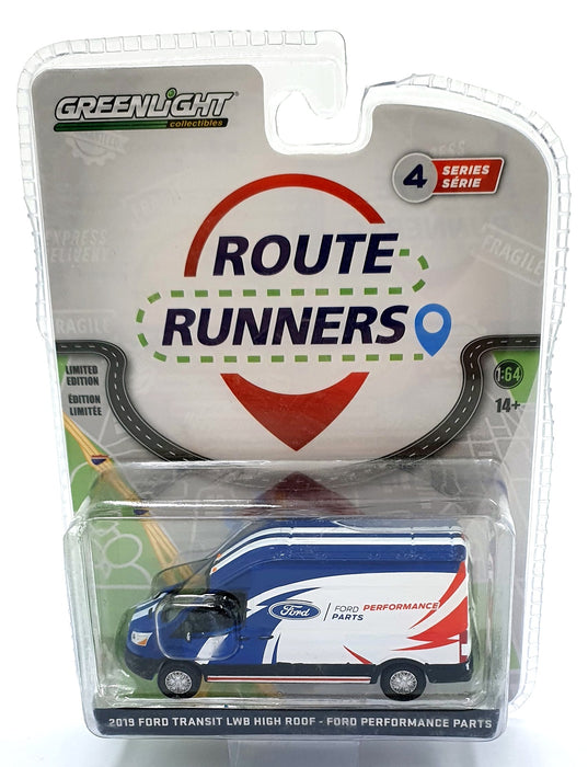 Greenlight 1/64 Scale 53040 - 2019 Ford Transit LWB High Roof - Blue/White