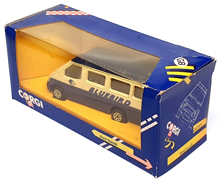 Corgi 12cm Long Diecast C676/1 - Ford Transit Minibus Bluebird - Blue/White