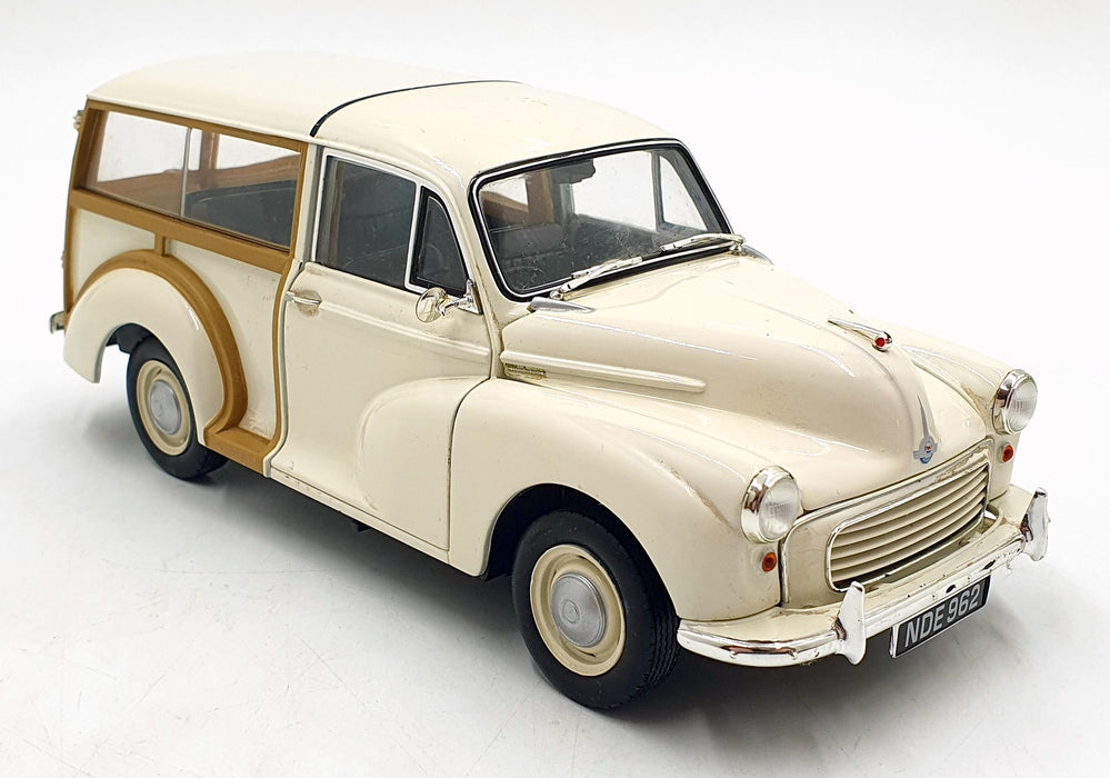 Minichamps 1/18 Scale Diecast DC23426B - Morris Minor Traveller - White/Brown
