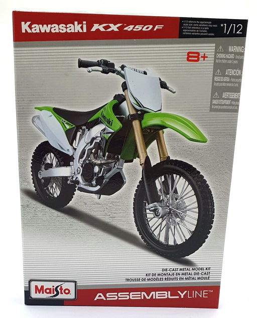 Maisto 1/12 Scale Diecast Kit 39175 - Kawasaki KX 450F Motorbike - White/Green