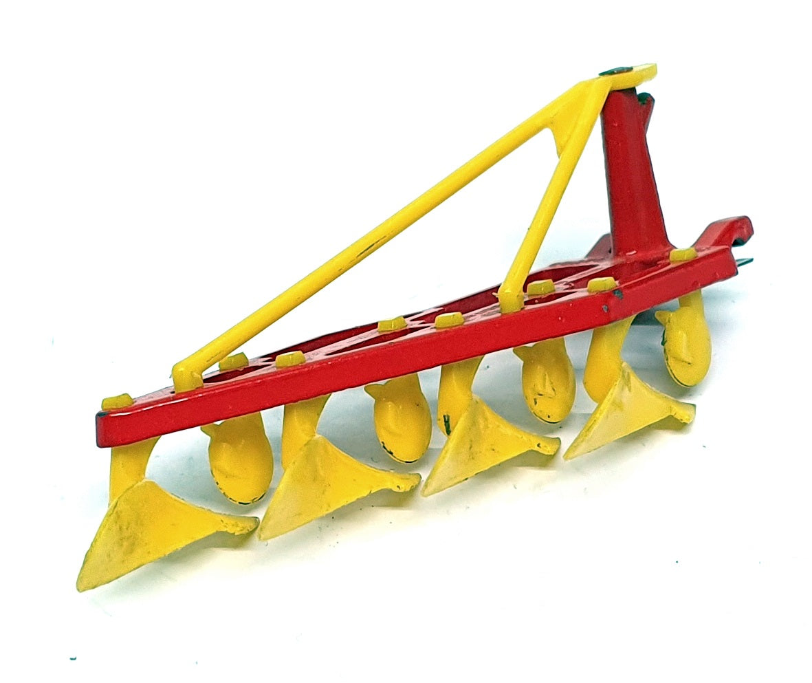Corgi 9.5cm Long Original Diecast 56 - Four Furrow Plow - Yellow/Red