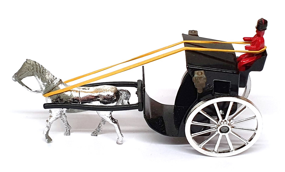 Budgie Appx 12cm Long Diecast 100 - Horse Drawn Hansom Cab - Silver/Black