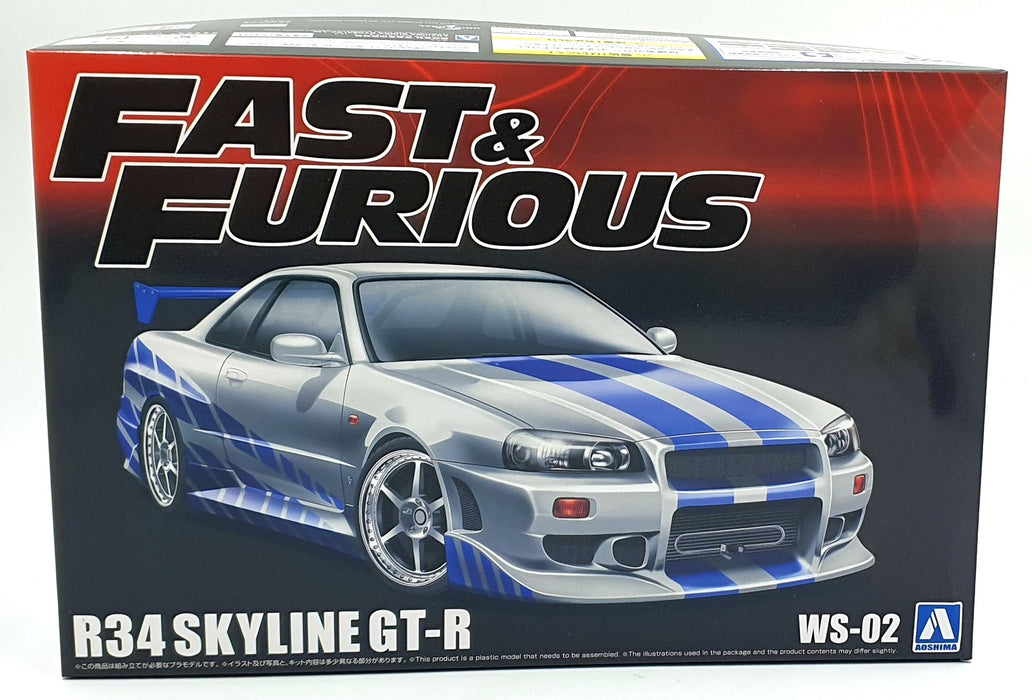 Aoshima 1/24 Scale Kit WS-02 - R34 Nissan Skyline GT-R - Fast and Furious