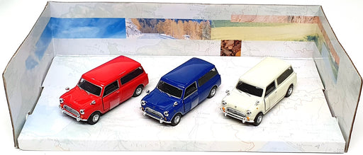 Cararama 1/43 Scale 35310 - Austin Mini Estate 3 Piece Set - Red/Blue/White
