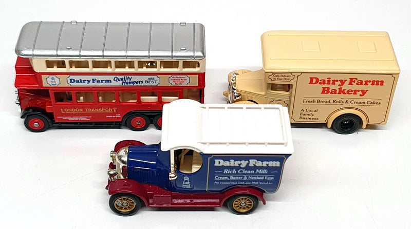 Lledo Diecast L3P03 - Dairy Farm 3 Piece Bus & 2 Vans Set