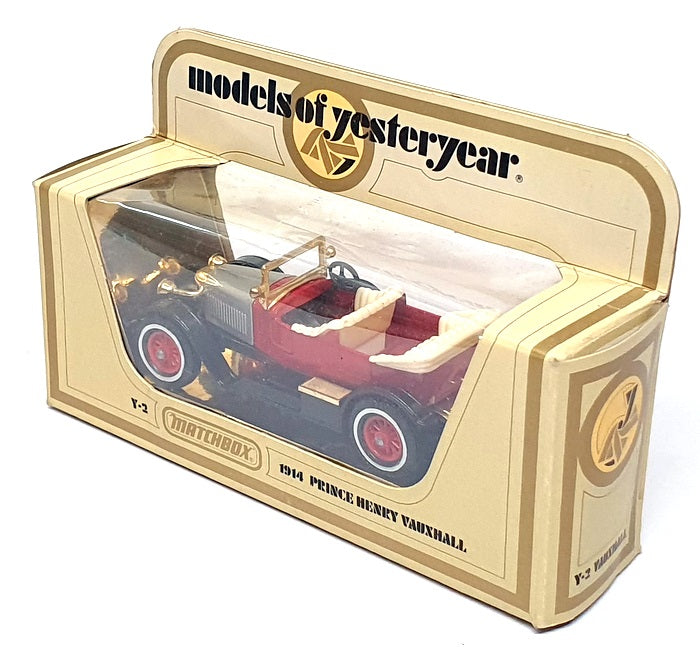 Matchbox Appx 10cm Long Y-2 - 1914 Vauxhall Prince Henry - Red/Silver/Black