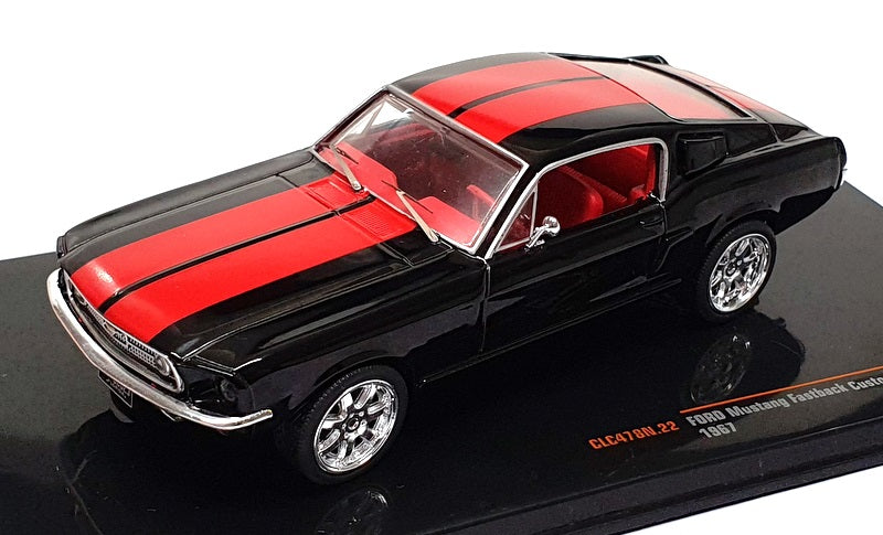 Ixo 1/43 Scale CLC478N.22 - 1967 Ford Mustang Fastback Custom - Black/Red