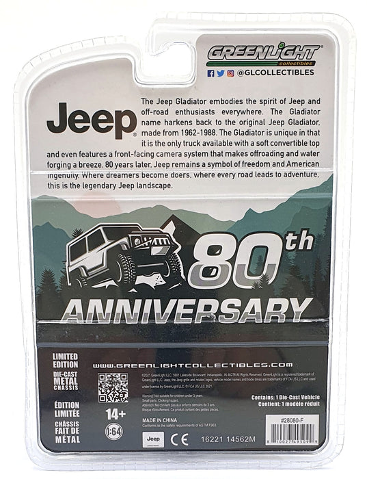 Greenlight 1/64 Scale 28080-F - 2021 Jeep Gladiator 80th Anniversary