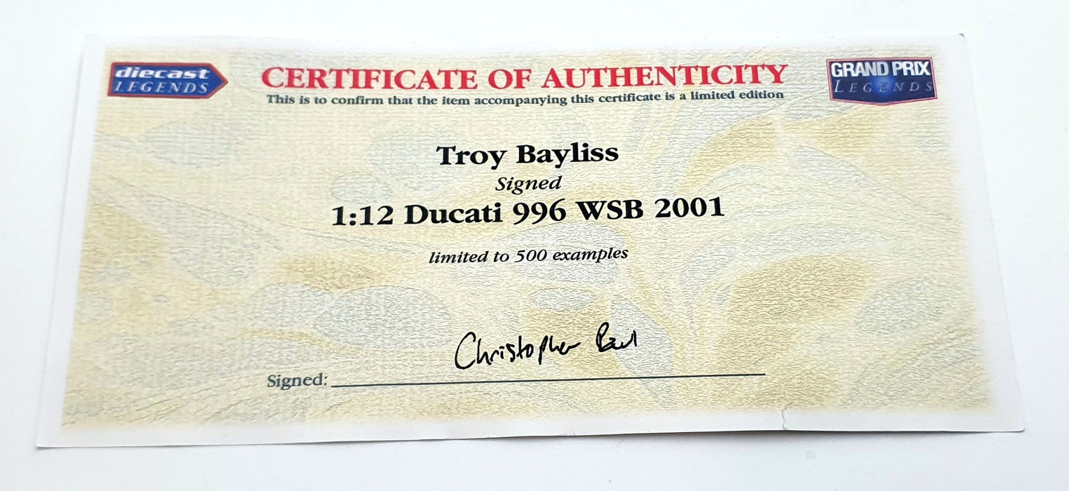 Minichamps 1/12 Scale 122 011221 - Ducati 996 R S.bike 2001 #21 Troy Bayliss