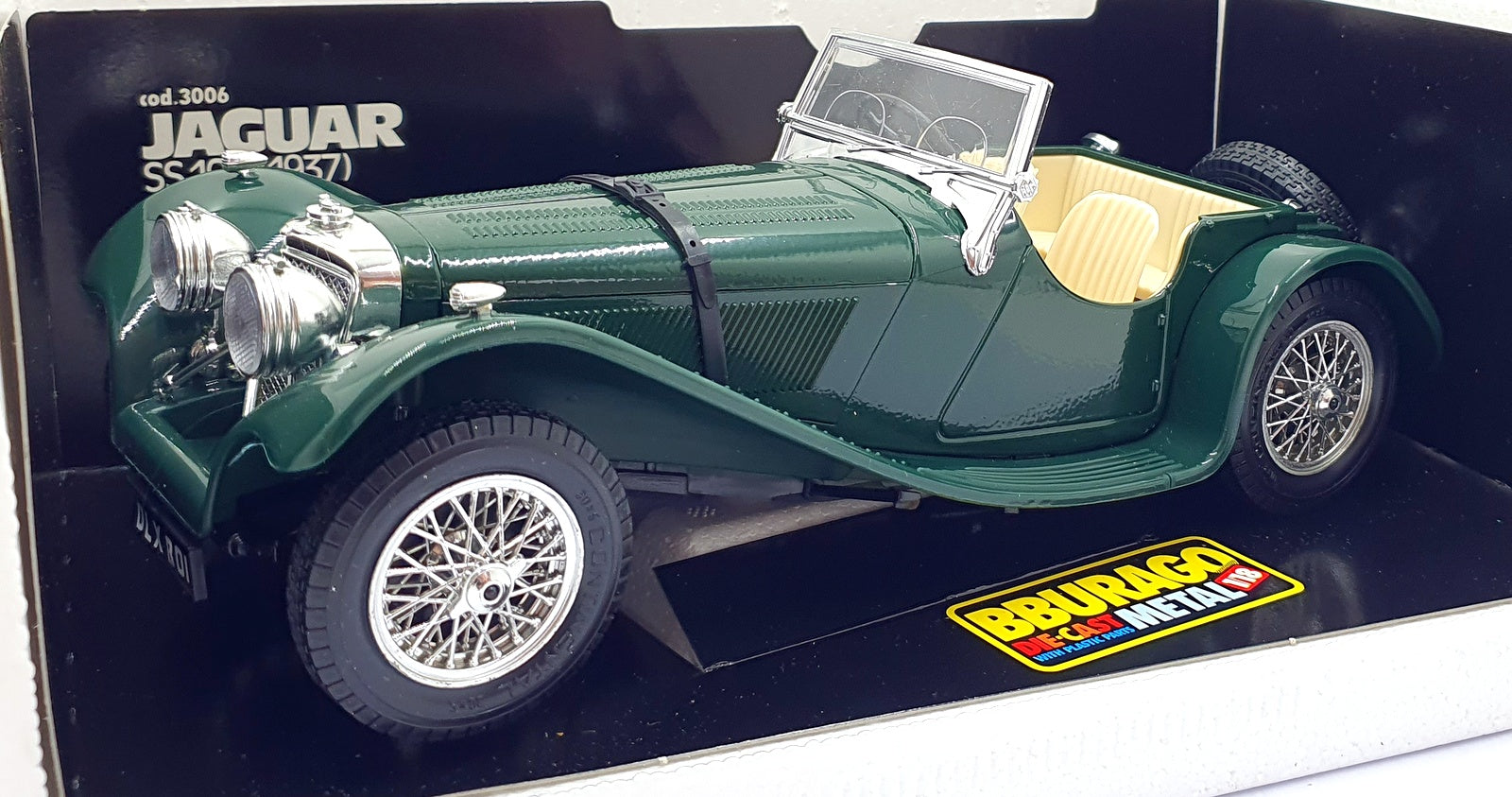 Burago 1/18 Scale Diecast 3006 - 1937 Jaguar SS 100 - Green