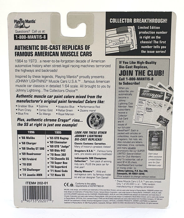 Johnny Lightning 1/64 Scale 202-01 Muscle Cars USA 1968 Ford Shelby GT-500 Black