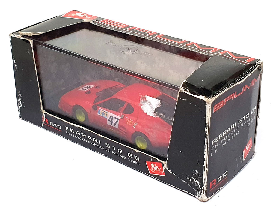 Brumm 1/43 Scale Diecast R213 - Ferrari 512 BB #47 Le Mans 1981 - Red