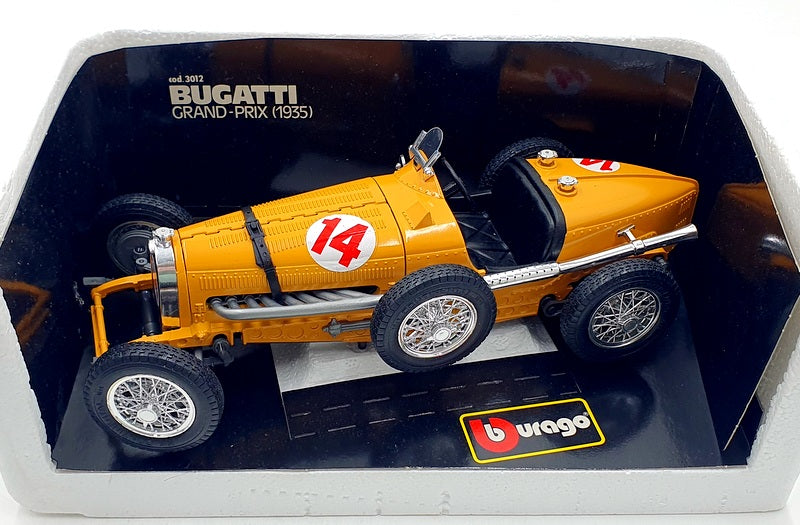 Burago 1/18 Scale Diecast 3012 - 1935 Bugatti Grand-Prix #14 - Yellow