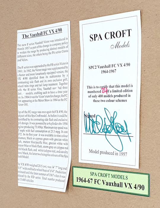 Spa Croft Models 1/43 Scale SPC2 - 1964-67 FC Vauxhall VX 4/90 - White