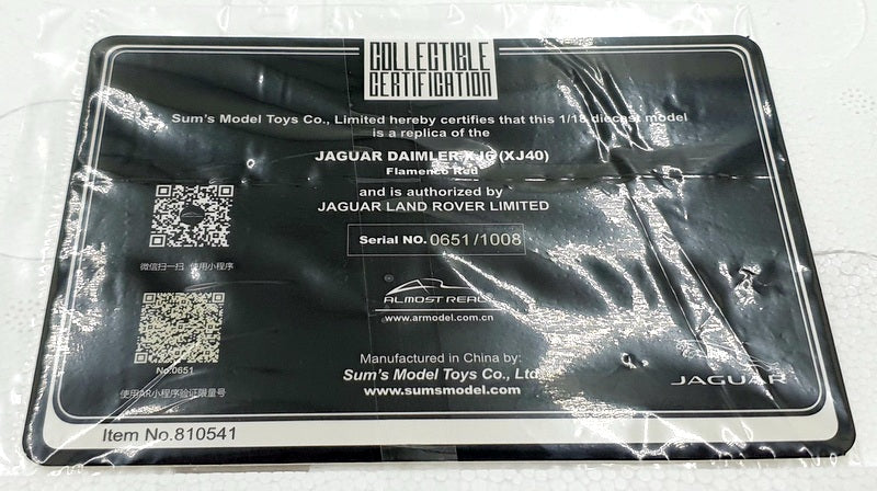 Almost Real 1/18 Scale 810541 - Jaguar Daimler XJ6 XJ40 - Flamenco Red