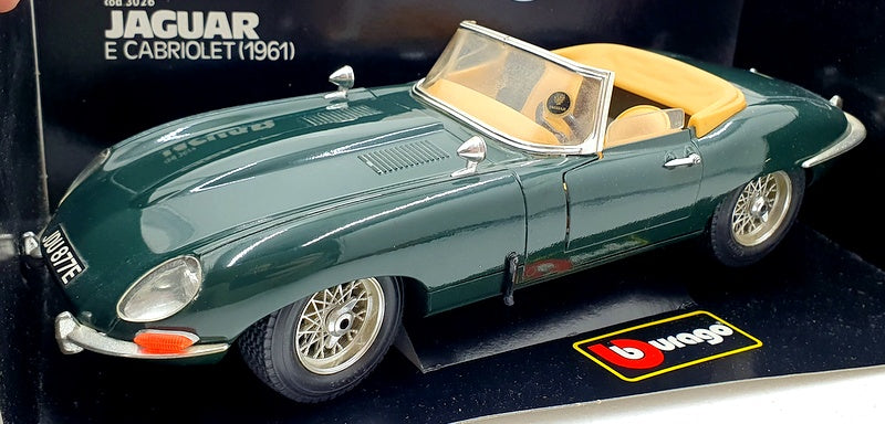 Burago 1/18 Scale Diecast 3026 - 1961 Jaguar E Type Cabriolet - Green
