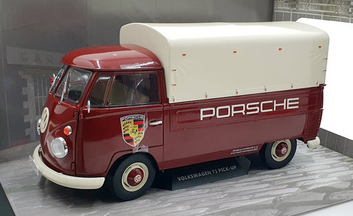 Solido 1/18 Scale Diecast S1806707 - 1950 VW T1 Pickup Porsche Service - Maroon 