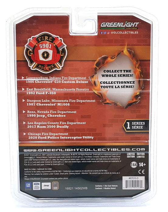 Greenlight 1/64 Scale 67010-D - 1990 Jeep Cherokee - Reno Nevada Fire Department
