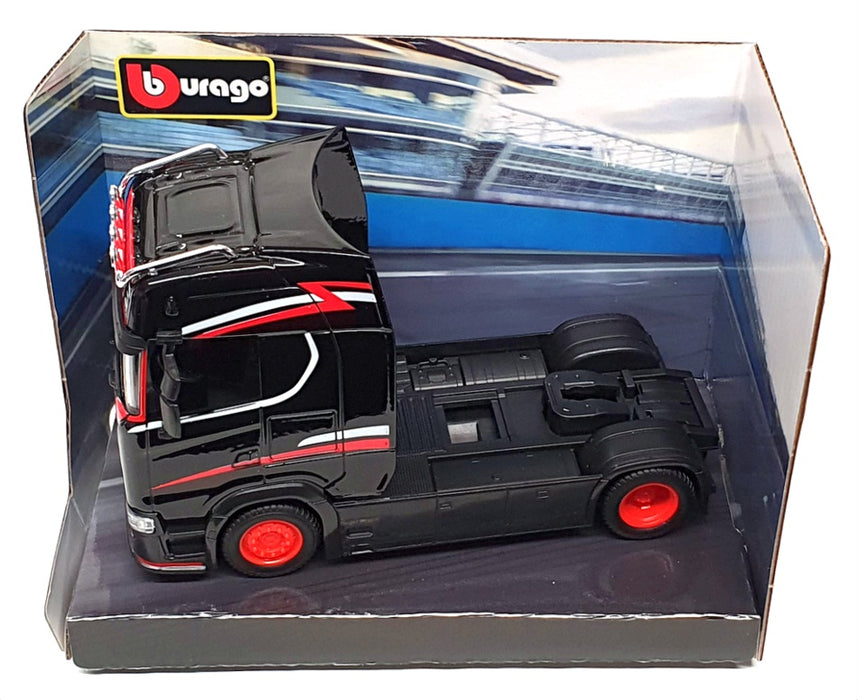 Burago 1/43 Scale Haulers Custom Cabs 18-32207 - Scania Truck - Black/Red