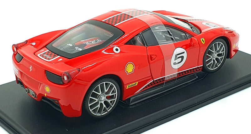 Burago 1/24 Scale Diecast 191223E - 2010 Ferrari 458 Challenge - Red #5