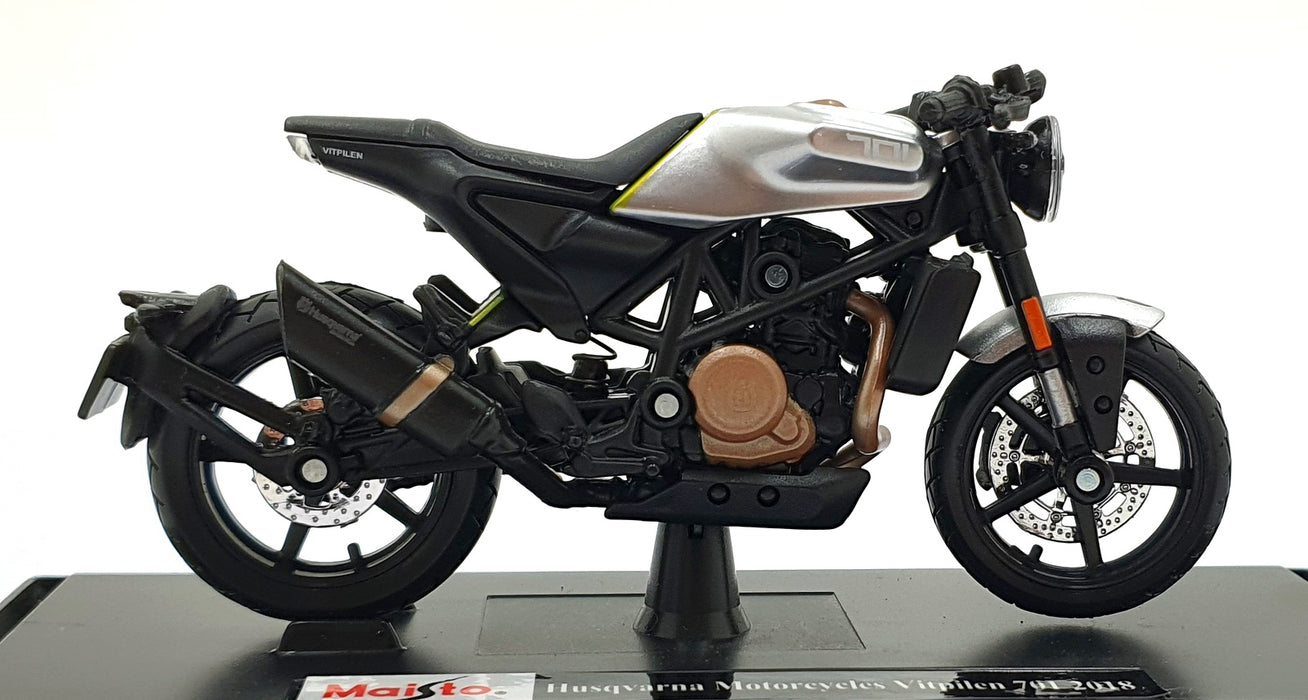 Maisto 1/18 Scale 18854 - 2018 Husqvarna Vitpiten 701 Motorbike - Black/Silver