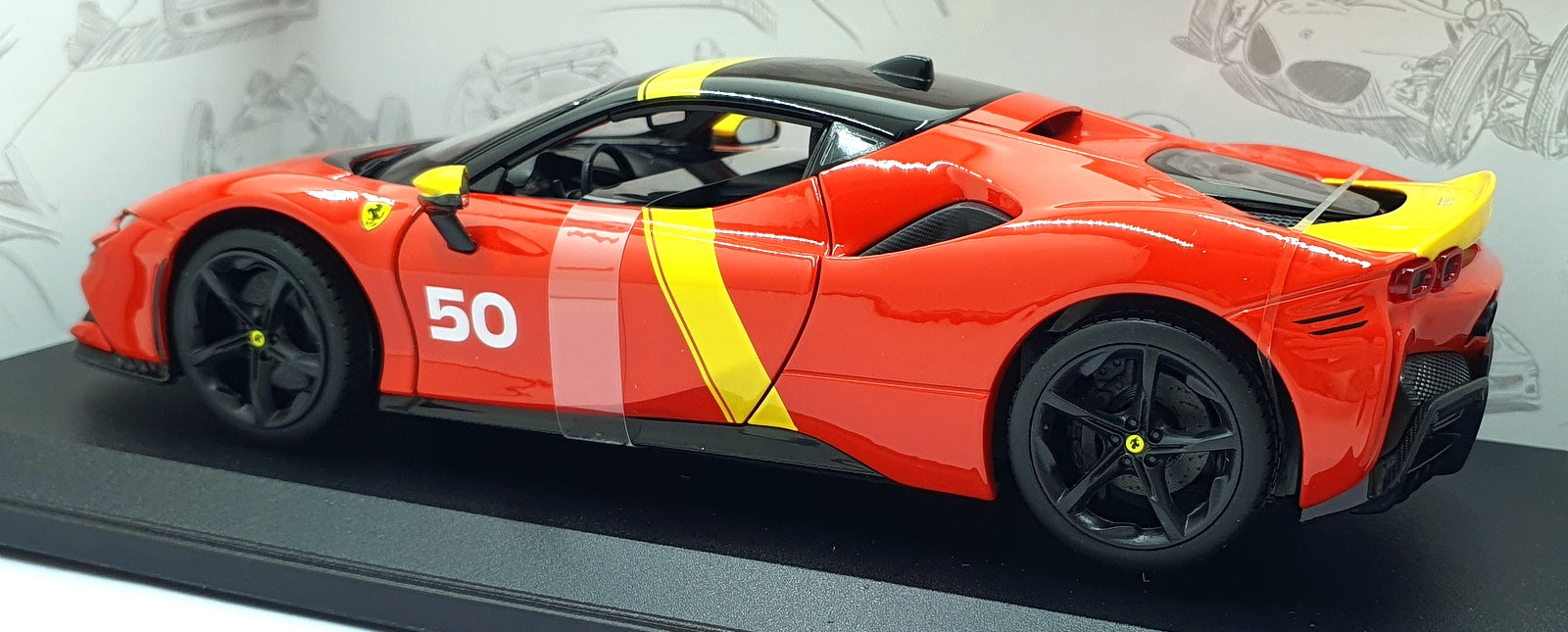 Burago 1/18 Scale Diecast 18-16021 - Ferrari SF90 Stradale Assetto Fiorano #50