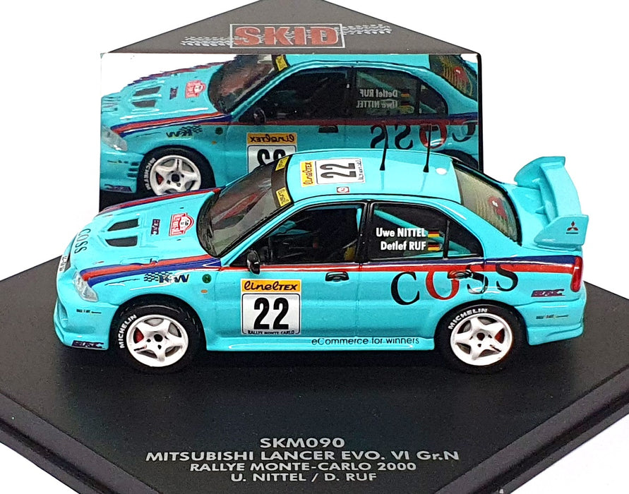 Skid 1/43 Scale SKM090 - Mitsubishi Lancer Evo #22 Monte Carlo Rally 2000