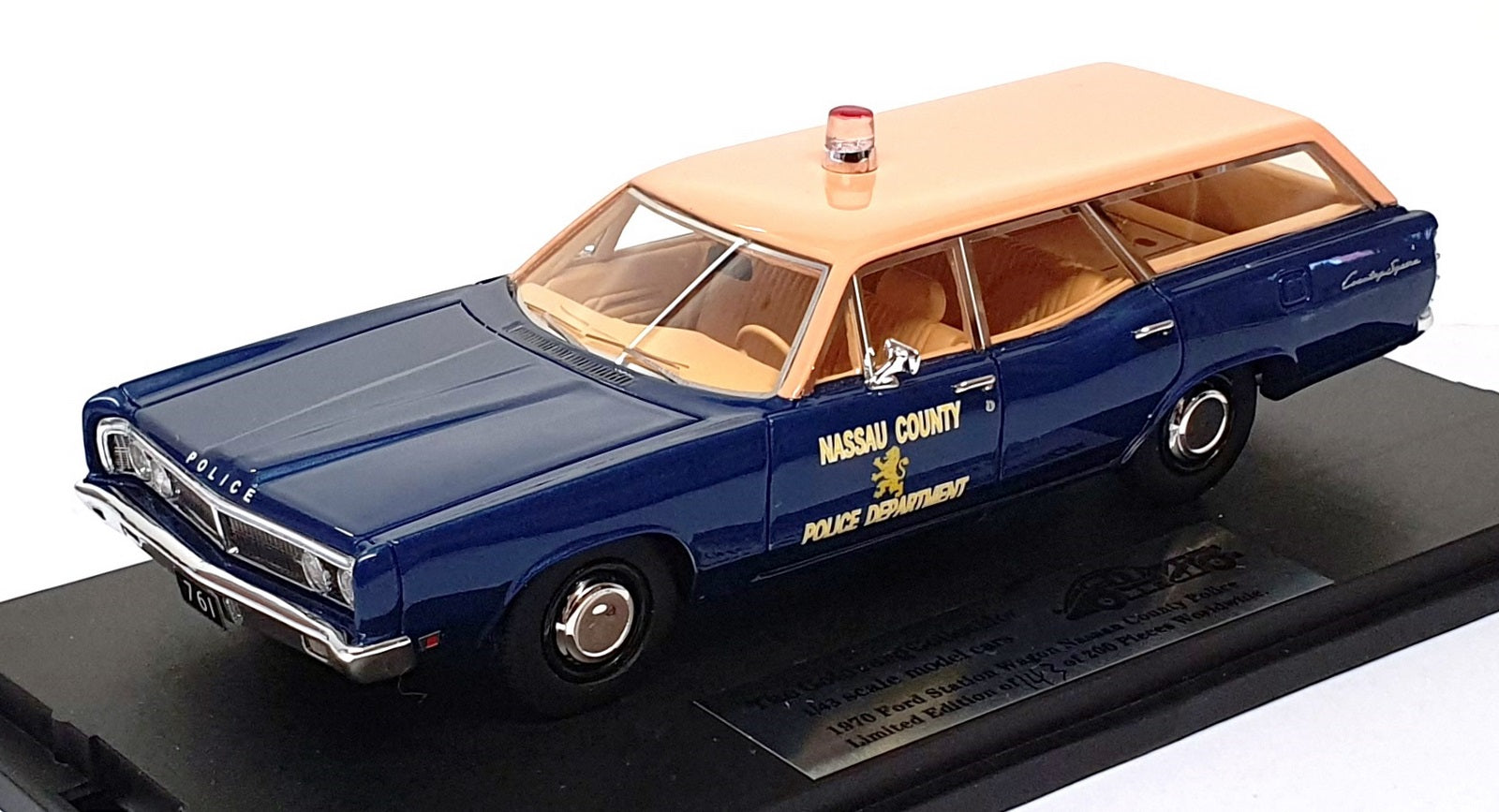Goldvarg 1/43 Scale GC-094 - 1970 Ford Galaxie Nassau Police Car - Dk. Blue/Pink