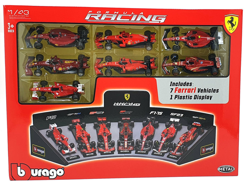 Burago 1/43 Scale 18-36864 - Ferrari Racing 7 Cars and Display Stand