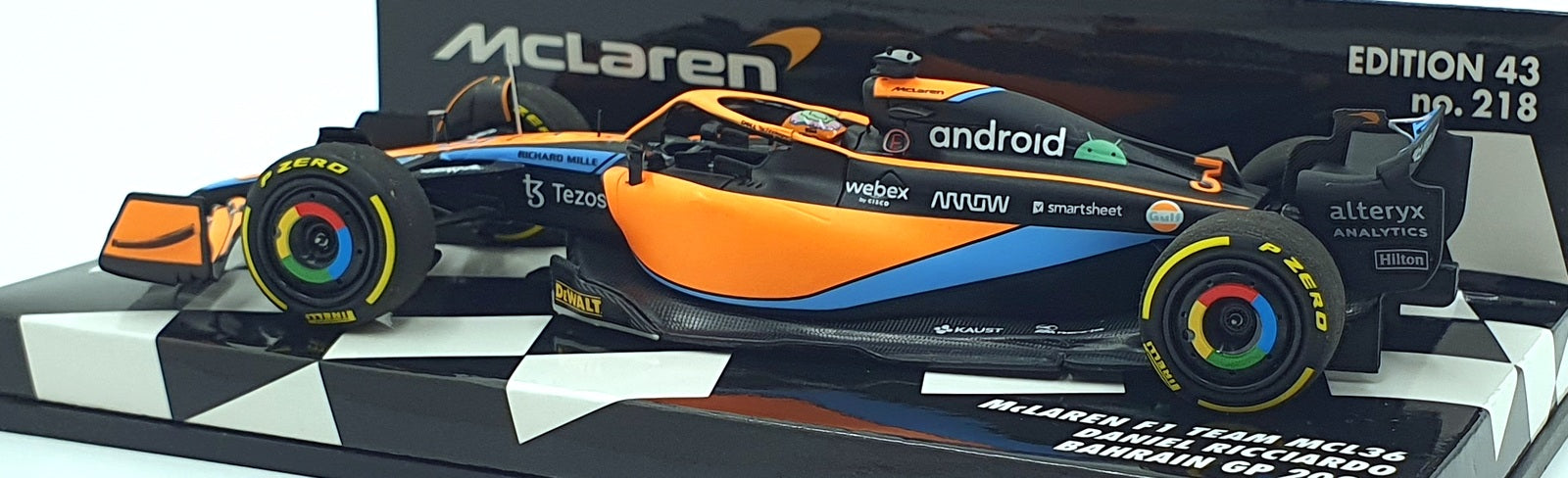 Minichamps 1/43 Scale 537 224303 McLaren F1 Team MCL36 #3 Bahrain GP 2022