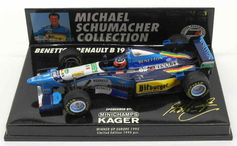 Minichamps 1/43 Scale 510 954316 - Benetton Renault B 195 Kager Schumacher