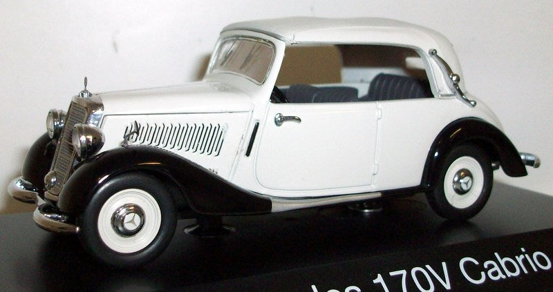 Schuco 1/43 Scale - 02463 Mercedes Benz 170V Cabrio softtop black / white