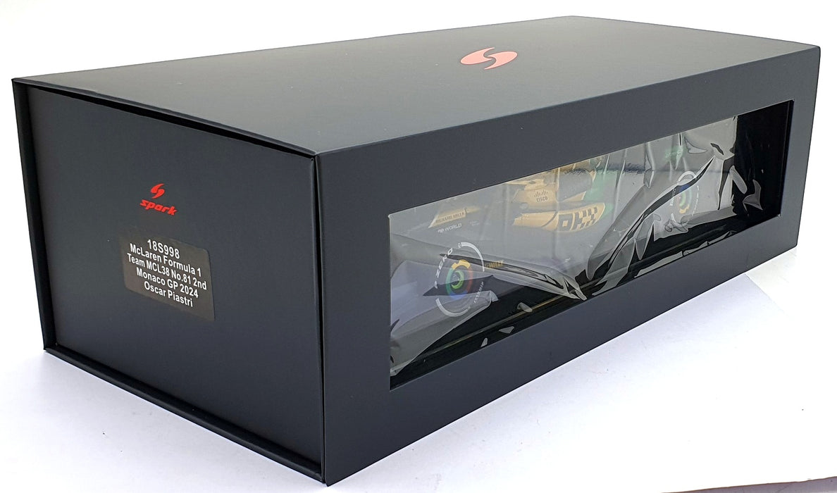 Spark 1/18 Scale 18S998 - McLaren F1 MCL38 #81 2nd Monaco GP 2024 - Piastri