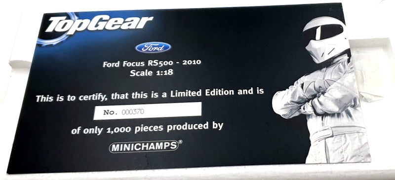 Minichamps 1/18 Scale 519 100800 Ford Focus RS 500 With Stig Top Gear Matt Black