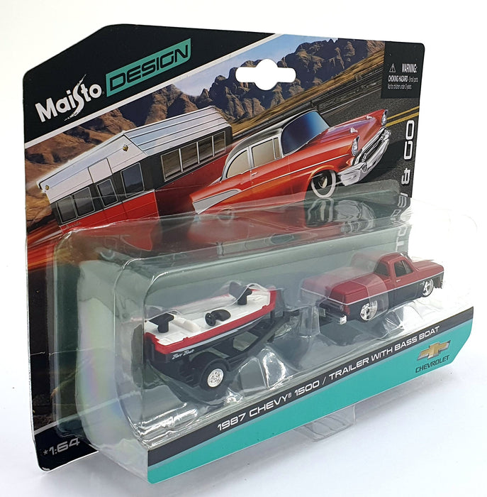 Maisto 1/64 Scale Diecast 15368 1987 Chevrolet 1500/Trailer with Bass Boat