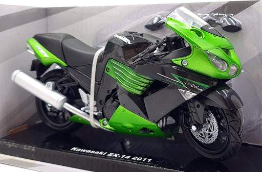 NewRay 1/12 Scale 57433B - 2011 Kawasaki ZX-14 Motorbike - Black/Green