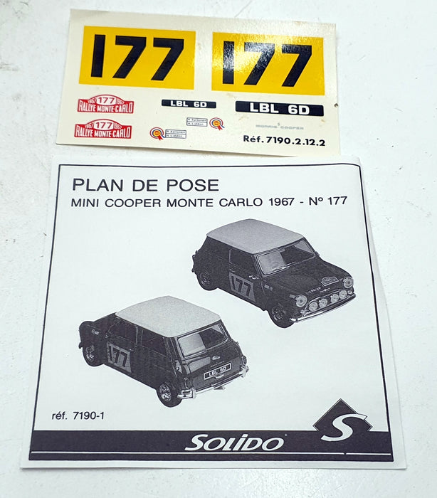 Solido 1/18 Scale Diecast 7190-1 - Mini Cooper RMC #177 1967 - Red