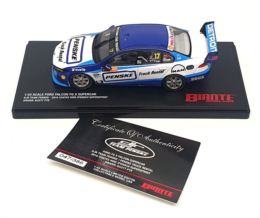Biante 1/43 Scale B43F16H - Ford Falcon #17 Coats Hire Ipswich Supersprint 2016