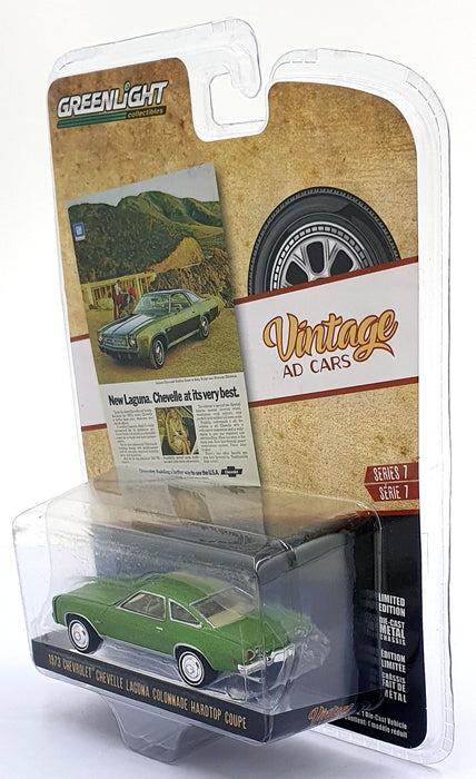 Greenlight 1/64 Scale 39100-E 1973 Chevrolet Chevelle Laguna Hardtop Coupe Green