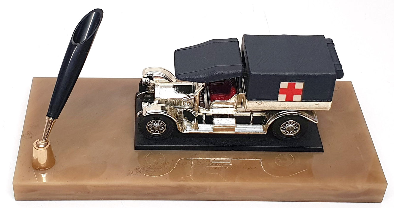Matchbox MB1918C - 1918 Crossley On Plinth With Pen Holder - Chrome Silver