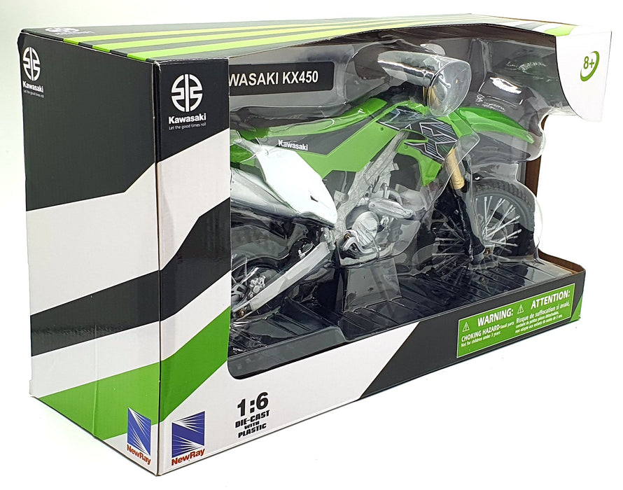 NewRay 1/6 Scale 49653 - Kawasaki KX450 Motorbike - Green/White