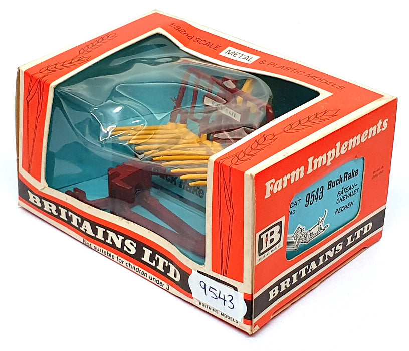 Britains Farm 1/32 Scale 9543 - Farm Implement Buck Rake - Brown/Yellow