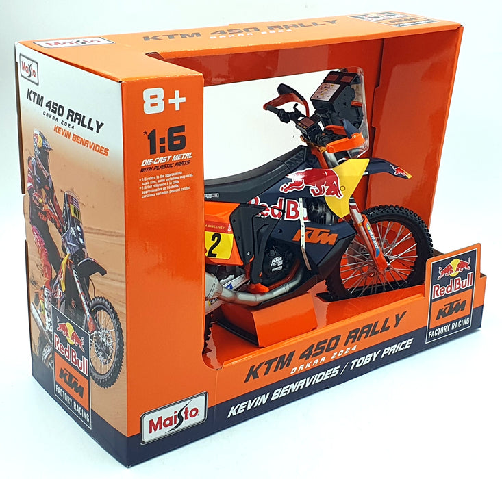 Maisto 1/6 Scale 32246 - KTM 450 Rally Motorbike #2 Dakar 2024 - Benavides/Price