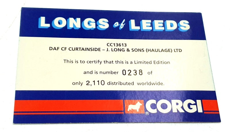 Corgi 1/50 Scale CC13613 - DAF CF Curtainside - J. Long & Sons
