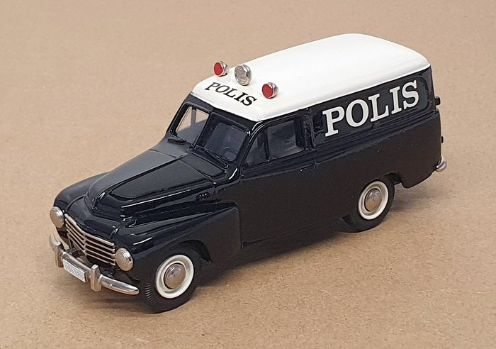Rob Eddie 1/43 Scale RE8 - 1953 Volvo PV445 Polis Police Van - Black/White