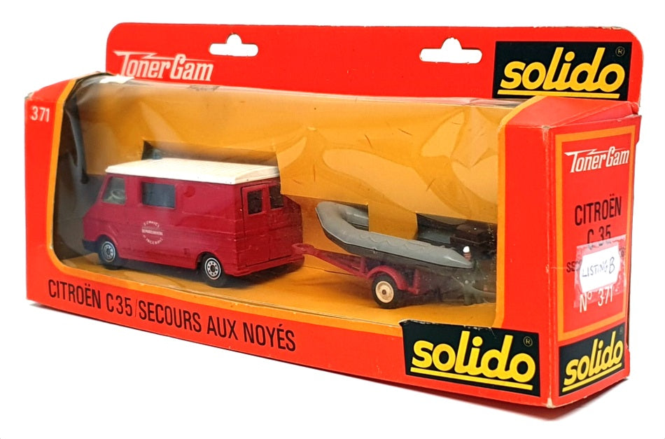 Solido Toner Gam 1/50 Scale 371 - Citroen C35 & Dingy Fire Dept. - Red/White
