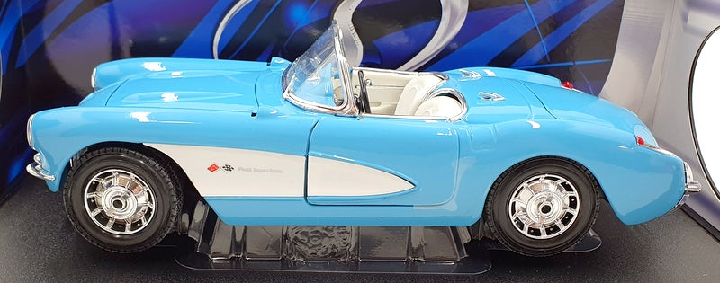Maisto 1/18 Scale Diecast 31139 - 1957 Chevrolet Corvette - Blue/White