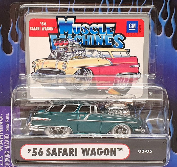 Muscle Machines 1/64 Scale 71161 03-05 - 1956 Pontiac Safari Wagon - Green