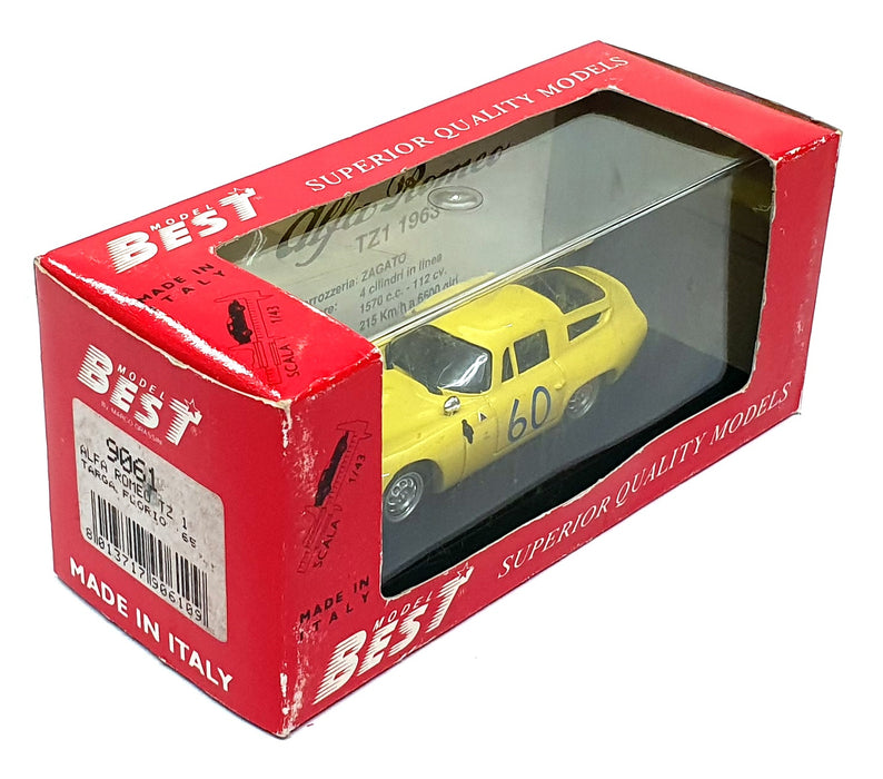 Best 1/43 Scale 9061 - Alfa Romeo TZ1 #60 Targa Florio 1965 - Yellow