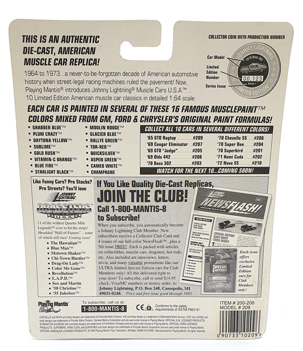 Johnny Lightning 1/64 Scale 200-200 - Muscle Cars 1965 Pontiac GTO - Met. Green